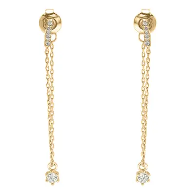 Jewelco London Ladies Solid 9ct Yellow Gold Cubic Zirconia Hanging Solitaire Column Shoulder Dus