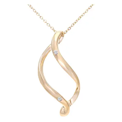 Jewelco London 9ct Yellow Gold Round 5pts Diamond Twist Pendant Necklace inch 46cm - PP0AXL3518Y