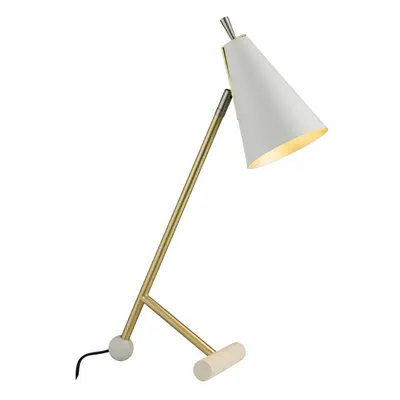 Satin Brass & Matt White Task Lamp - Modern Adjustable Table Desk Light