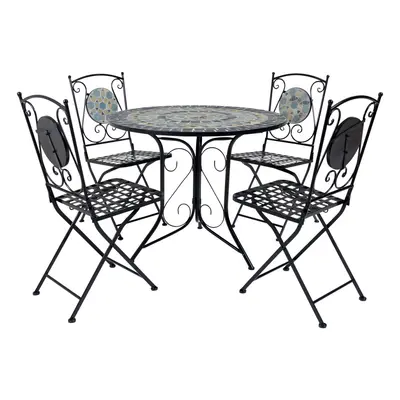 Charles Bentley Garden Blue Mosaic Piece Dining Set With Folding Chairs Patio