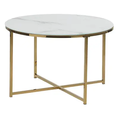 Marble Effect Coffee Table White with Gold QUINCY