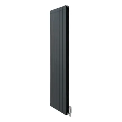 Aluminium Radiator & Valves - 1800mm x 395mm - Anthracite Grey