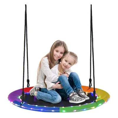 100cm Flying Saucer Tree Swing Light Modes Hanging Round Swing 300kg