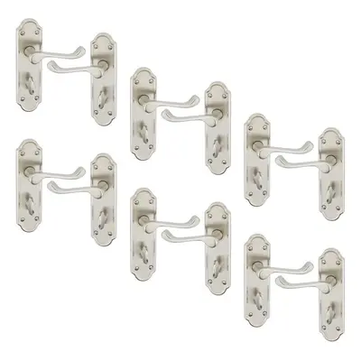 (6x Satin Nickel Bathroom) Ashworth Metal Lever Latch Door Handles Set