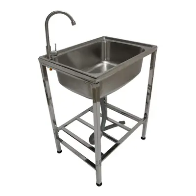 Stainless Steel Metal Camping Sink Tap and Drainage Pipe Outdoor Wash Basin