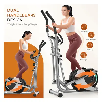 THERUN Elliptical Cross Trainer w/8 Levels Adjustable Resistance, LCD Monitor, Pulse Sensor, Bot