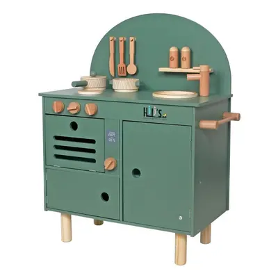 (Green) Kids Large Wooden Kitchen Play Set Toddler Pretend Play Chef Kitchen Set