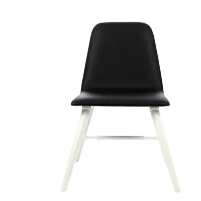 Premier Housewares Black Leather Effect Dining Chair with White Legs