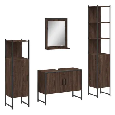 vidaXL Bathroom Cabinet Set Piece Sink Cabinet Brown Oak Engineered Wood