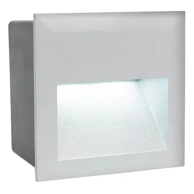 IP65 Recessed Outdoor Wall Light Silver Cast Aluminium 3.7W Built in LED