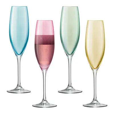 LSA International ml Polka Champagne Flute, Assorted (Pack of 4)