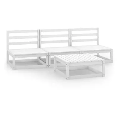 vidaXL Solid Pinewood Garden Lounge Set Piece White Wooden Furniture Sofa