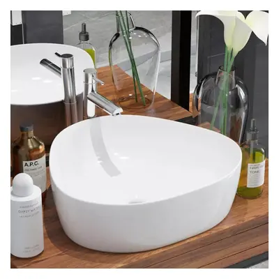 vidaXL Basin Triangle Ceramic White 50.5x41x12cm Bathroom Countertop Sink