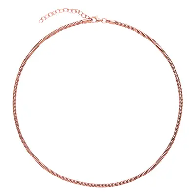 Jewelco London Ladies Rose Gold-Plated Sterling Silver Snake Omega Chain Choker Collarette Neckl