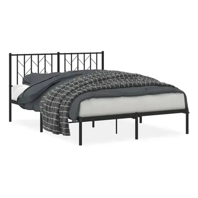 (black, x cm/ with headboard) vidaXL Metal Bed Frame with Headboard Mattress Foundation Black 80