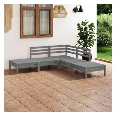 vidaXL Garden Lounge Set Wooden Outdoor Lounge Set Piece Solid Pinewood Grey