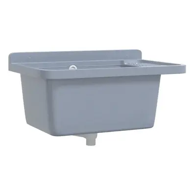 vidaXL Sink Washbasin for Wall Mounting Utility Laundry Wash Basin Grey Resin