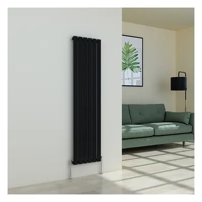 (1600 x 410mm Single, Black) Flat Panel Designer Radiator