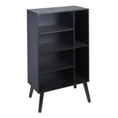 (Black) Section Black Wooden Storage Bookcase Style Legs