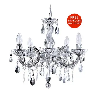 Litecraft Arm Marie Therese Chandelier with Free LED Bulbs - Silver