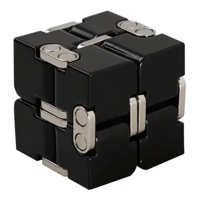 (Black) Premium Aluminium Alloy Infinity Cube Deformation Magical Cube Fidget Toys EDC Stress Re