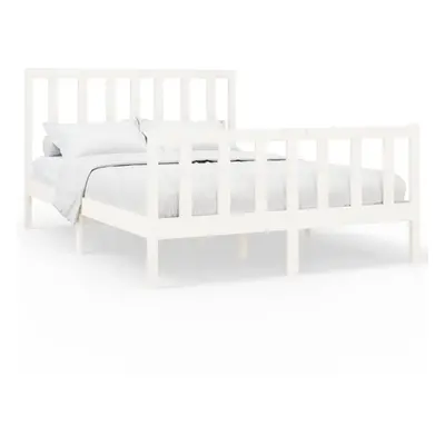 (white, x cm) vidaXL Solid Wood Pine Bed Frame Wooden Bedstead Bed Base Multi Colours/Sizes