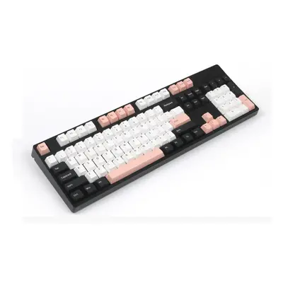 (Black & Pink) Keys Color Matching Keycap Set Cherry Profile PBT Two Color Molding Keycaps for M