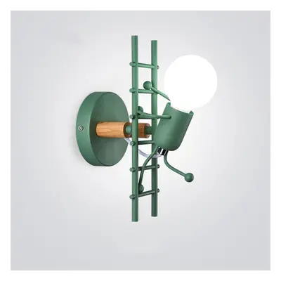 (Green) Wall Lamp Creative Small Man Iron Lights Metal Simple Cartoon Robot Sconce Lamps For Ind