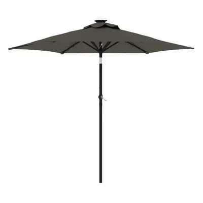 (anthracite) vidaXL Garden Parasol with LEDs and Steel Pole Sun Shade Outdoor Umbrella