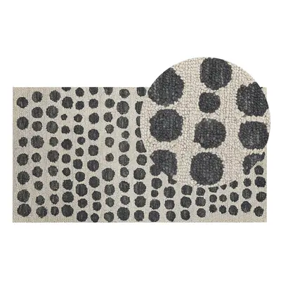 Wool Area Rug x cm Beige and Black HAVRAN