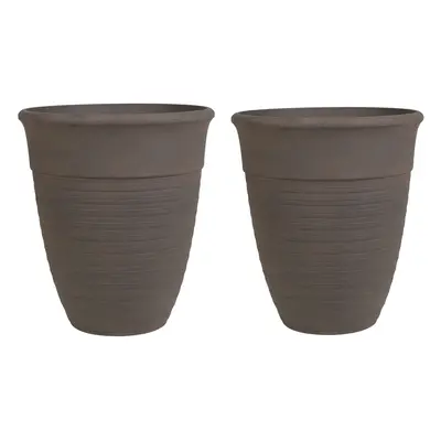 Set of Plant Pots cm Brown KATALIMA