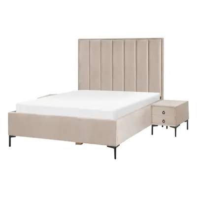 Bedroom Set Velvet SEZANNE x cm (EU Double) Taupe