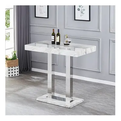 Caprice High Gloss Bar Table In Magnesia Marble Effect