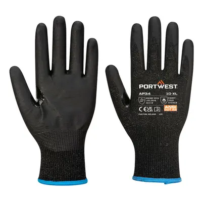 (Black, XS) Portwest LR15 Nitrile Foam Touchscreen Glove (Pk12)