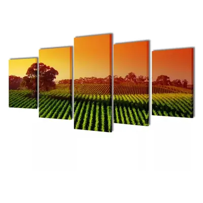 vidaXL Canvas Wall Print Set Fields 200x100cm Home Picture Artwork Poster