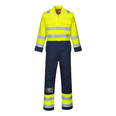 (Yellow/Navy, S) Portwest Hi-Vis Anti-Static Bizflame Pro Coverall