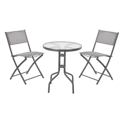 URBNLIVING PCS Grey Outdoor Garden Metal Folding Furniture Set