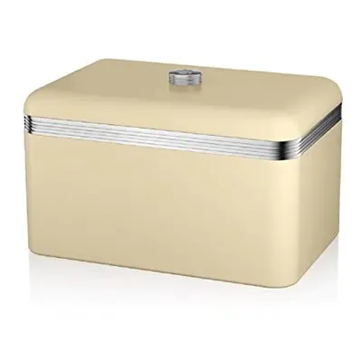 Swan SWKA1010CN Retro Bread Bin, Metal, Cream(Retro), Litre Storage Capacity