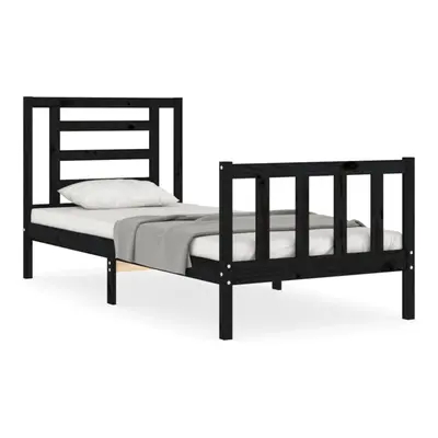 (black, x cm) vidaXL Bed Frame Bed Base Platform Bed with Headboard Grey Single Solid Wood