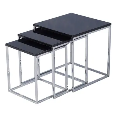 Seconique Charisma Black Gloss & Chrome Legs Nest of Tables