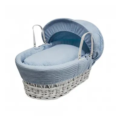 Blue Waffle White Wicker Moses Basket