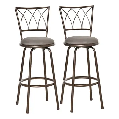 HOMCOM Set of Bar Chairs Swivel Armless Upholstered Metal Frame