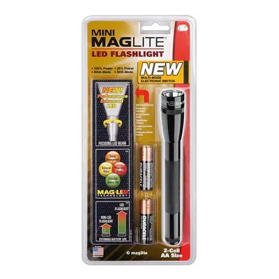 (black) Mini Maglite AA LED torch - lumens - 141m beam - torch and holster pack