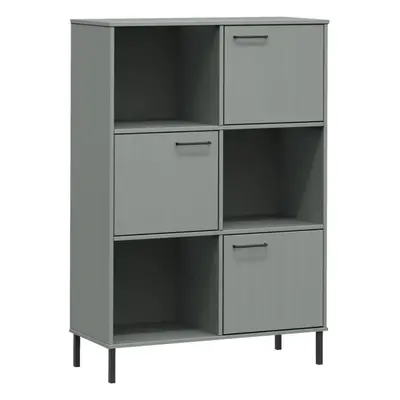 (grey) vidaXL Solid Wood Bookcase with Metal Legs OSLO Book Storage Multi Colours