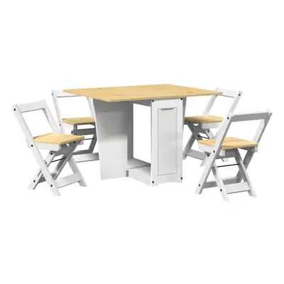 vidaXL Butterfly Dining Set Piece Foldable Table and Chair White Pinewood