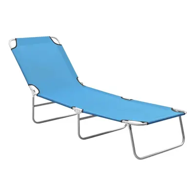 vidaXL Folding Sun Lounger Steel and Fabric Turquoise Blue Lounge Bed Outdoor