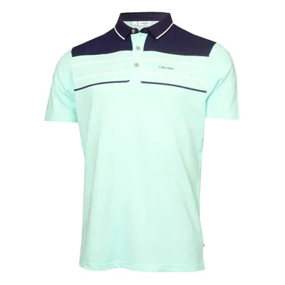 (M, Aqua) Calvin Klein Mens Eagle Moisture Wicking Lightweight Golf Polo Shirt