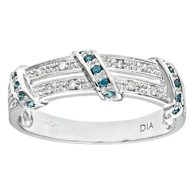 (J) Jewelco London 9ct White Gold Blue Diamond Twist Ribbon Eternity Ring