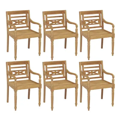 vidaXL 6x Solid Teak Wood Batavia Chairs Furniture Outdoor Dinner Seating