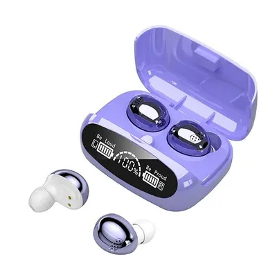 (Purple) TWS Wireless Headphones Earphones Bluetooth Stereo Touch Control Noise Reduction Waterp